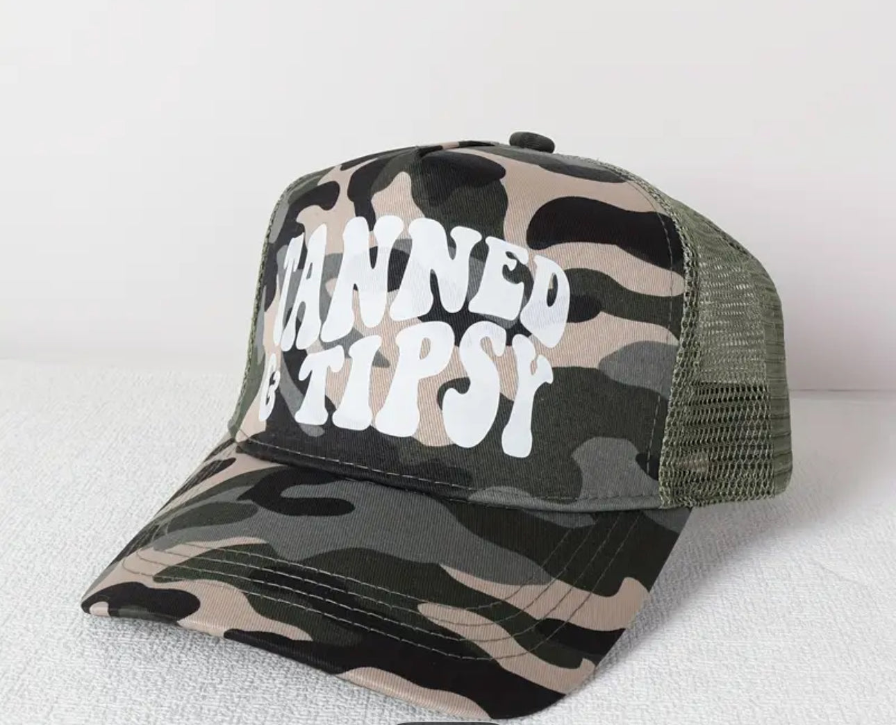 Tanned & Tipsy Camouflage Trucker